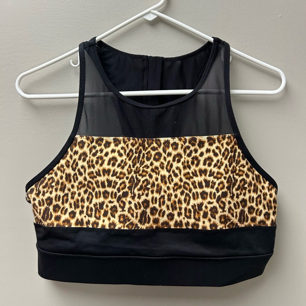 Zyia‎ Active All Star Sports Bra Black and Leopard Print